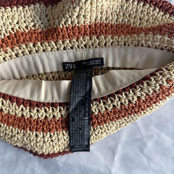 Zara Crochet Bucket Hat in Tan, Orange, Green and Burgundy - Picture 3 of 8